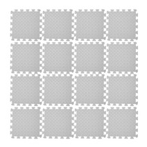 16Pcs 부드러운 운동 바닥 매트 피트니스 폼 매트 타일 퍼즐 깔개 패드 체육관 30x30cm, 회색, EVA