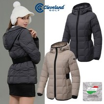 클리브랜드 헝가리구스 사각퀼팅 허리밴딩 여성 후디 롱자켓 바람막이 골프웨어 CGKWJK1742