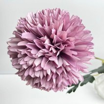 파스텔 폼폼 국화 꽃 조화 한송이 시들지않는 생화같은 꽃꽂이 인조 퐁퐁 수국 인테리어 장식, 퍼플