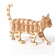 조립식책상레이저 커팅 팬더 고양이 3D 나무 퍼즐 어셈블리 키트 수동 빌딩 블록 모델 데스크 장식 장난감, 01 Walking Cat