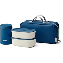 (일본직배송) 써모스 보온도시락 스프런치세트 JEA-1000, 스프용기 200ml 반찬용기  300ml×2개개, 네이비