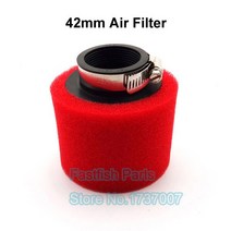 더블 폼 성능 에어 필터 스트레이트 레드 외부 블랙 내부 42mm 핏 먼지 자전거 오토바이 스쿠터 ATV 쿼드, 한개옵션0