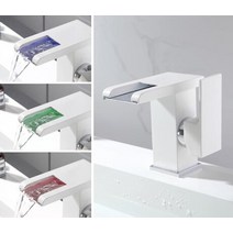 블랙 폭포 led 수도꼭지 욕실 분지 크레인 배터리 것과 믹서 조명 탭 LED, [01] A