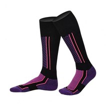 스노우보드엣징 고신축성 두꺼운 수분 스키 스노우보딩 양말 1 쌍 건조 겨울 보온 등산, [01] Black  Purple