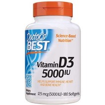 유기농비타민d 액상 임산부 어린이비타민d Doctors Best 비타민 D3 5000IU NonGMO 글루텐 대두 무함유 한 뼈 백색 무향 180개, 익스클루시브(01박스)