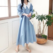 베시시걸 보보 카라 루즈핏 박스 롱원피스 빅사이즈 데일리룩 임부복