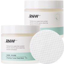 알엔더블유 RNW 더 포어 토너 마일드 필링 패드, 140ml, 2개