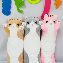 모찌 바디필로우 안고자는 긴 베개 고양이 대형쿠션 70cm, 그레이