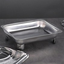 레트로 그릇 케이터링 파티 저녁 식사를위한 트레이 홀더 온난화 트레이 chafing 접시를 제공하는 뚜껑이있는 스테인레스 스틸 직사각형 분지, 스타일b