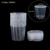페인트통 바케스 부자재 투명 플라스틱 래커 컵 커버 스케일 프린팅 페인트 믹싱 385ML 650ML 1200ML PP 10, 03 C, 1개