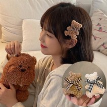 홀리지 2개세트 코도리 뽀글 곰돌이 헤어 머리핀