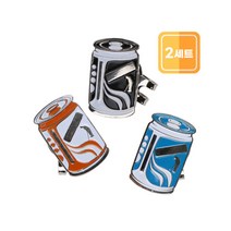 [카시야] 드링크 캔 디자인 골프 볼마커 2개, 블랙, 블루