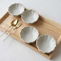 찬기 접시세트 우아한 연꽃디자인 앞접시 도자기 고온소성 4P세트