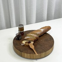 오브우드_원형 엔드 그레인 도마 유칼립투스L