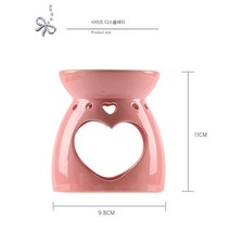 핑크 더블 하트 도자기 오일버너 워머 램프, 핑크색
