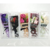 이든 향기가득 장미 비누꽃 꽃다발(3송이+포장+플라워박스) 꽃바구니 성년의날 생일 이벤트, 장미핑크