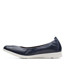 Clarks 여성용 Airabell 미드 발레 플랫 블랙 가죽 12202551, 11, Navy Leather, Navy Leather