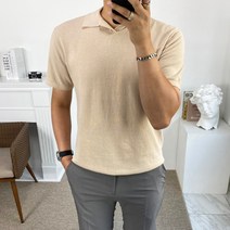 구스마켓 남성용 세상 부드러운 린넨 카라 반팔 니트 티셔츠 [10컬러]