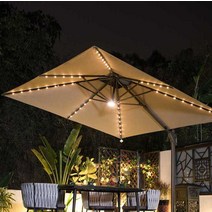 대형 파라솔 조명 특대형 마당 테라스 카페 야외 캠핑 정원, 정사각형 2.5m(따뜻한 점선형 조명)