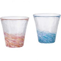 아데리아 츠가루 비도로 글라스 페어 세트 260ml 시노노메 아사기 일본 니혼슈, 산들바람