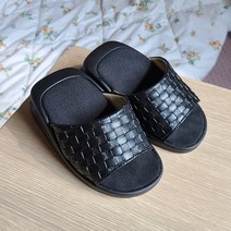 인터리더 국산 다이어트 슬리퍼 지압 마사지 스트레칭 건강 여성 실내화, 블랙(가죽)