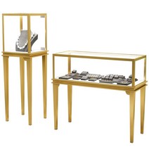 쥬얼리진열장 액세서리 귀금속 진열대 유리 화이트, 길이0.45x너비0.45x높이1.4골드