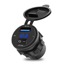 측량 검측빠른 충전기 QC3.0 USB 소켓 12V 24V 자동차 콘센트 방수 전압 표시 Voltmeter, 01 Blue Light