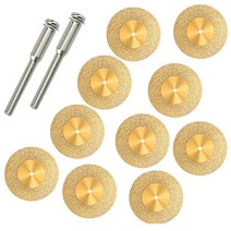 10 PCS 다이아몬드 커팅 휠이 삭감 디스크 코팅 로터리 도구 티타늄 도금 다이아몬드 휠 / 맨드릴, 35mm, 골든