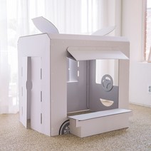 [키즈바래] 너만의 푸드트럭 되길 바래 (대형 종이집 종이하우스 페이퍼하우스 박스집 상자집 종이텐트 색칠놀이 박스하우스 캠핑카놀이 소꿉놀이 가게놀이 ), 종이 푸드트럭(화이트)