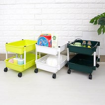 [훈스라이프] 다용도 이동식 수납바구니 2단 / 수납선반 / 수납정리함, 화이트(WHITE)