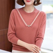반집업니트 노르딕니트 오프숄더니트 새로운 중년 여성 가을 ​​스웨터 풀오버 여성 오-넥 긴 소매 점퍼 숙녀 뜨개질 스웨터 어머니 탑 4xl