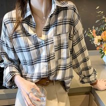 패션 캐주얼 남방 셔츠 봄블라우스 체크 가을 여성