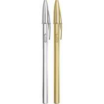 BIC 4색 볼펜 세트 4색 샤인 BIC 크리스탈 펜 2개 포함 각각 금색과 은색 선물용으로 적합, 단일옵션