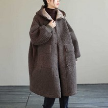 도톰 뽀글이 미디 롱 후드 코트 하늘비즈 A11 P904R151