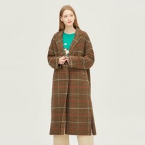 베네통 메이 체크 롱 코트_BACT70261BR