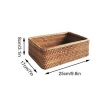 손으로 짠 보관 바구니 등나무 고리 버들 화장품 직사각형 빵 과일 차 스낵 상자 가정용 주방 용품, 하나, 25x17x8 CM