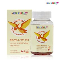 키즈 비타민 아연 60구미 꾸미 젤리 유아 어린이 면역력 영양제 캐나다 초등학생 청소년 편식하는아이 일일섭취량100% 충족 식물성펙틴 맛있는 천연향 레몬향 바닐라향 오렌지향 딸기향, 1통, 60꾸미