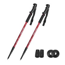 [네카실] 일상 3단 두랄루민 등산스틱 2개, 레드