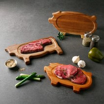 카우앤피그 원목 접시 우드 플레이트, 레인트리, 1개