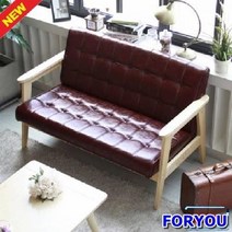 ForU997 2인용 소파 고급 가죽 코너형소파 쇼파 가죽쇼파 천연가죽소파 원목소파, 카푸치노*내츄럴, 상세페이지 참조