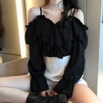 이지핏 브이넥 오프숄더 어깨트임 얇은 프릴 긴팔 블라우스 프릴블라우스 오픈숄더블라우스 여름코디 바캉스룩 클럽코디 어깨트임블라우스 30대코디 20대코디 여름블라우스 레이스블라우스 밴딩블라우스 청바지블라우스 여친룩