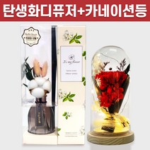 탄생화 디퓨저 선물 세트 12월 탄생화 목화 + 카네이션 무드등 선생님 부모님 어버이날 엄마 장모님 생신선물 프리저브드 플라워 생화 실내 디퓨저 실내 방향제 디퓨져, 아카시아, 레드, 120ML