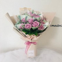 프리미엄 돈꽃다발 돈다발 비누꽃 부모님 생신 추석 어버이날선물 용돈박스+투명캐리어, 19송이, 퍼플