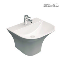 PL-1070/대림바스/바스플랜/반다리세면대/일체형세면기/대림세면기/욕실세면대/화장실세면기, 수동, P자트랩 (벽배수), 대림정품폽업/트랩(+25000)