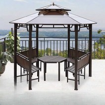 육각정자 야외 테라스 쉼터 벤치 공원 정원 바베큐장, 3.5미터 육각정(좌석 및 테이블 제외)