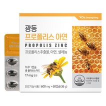 광동 프로폴리스 아연 60캡슐(2개월분) / 플라보노이드 셀레늄, 1박스