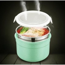 비화식 발열도시락 자체발열 히팅팩 스테인리스 콘센트 뽑지 않은 스페셜, [4] 녹색 도시락내수조 손잡이