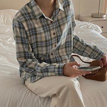 여자 체크 캐주얼 프레피룩 면남방 셔츠