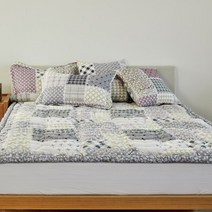 (리앤데코)순면 탬플릿 쿠션패치 러그 160x210cm, 쿠팡 블루그레이