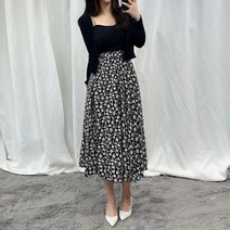 VANANA2 여성 여름 화사한 플라워 나염 맥시 스커트